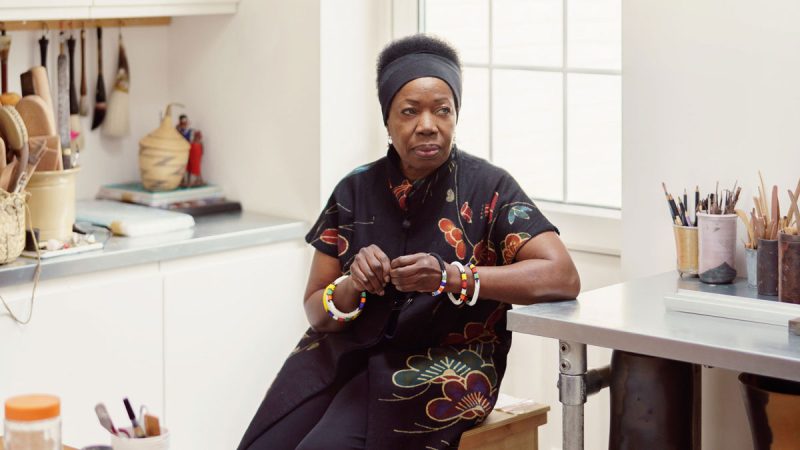 Magdalene Odundo in her studio at home near Farnham, Surrey